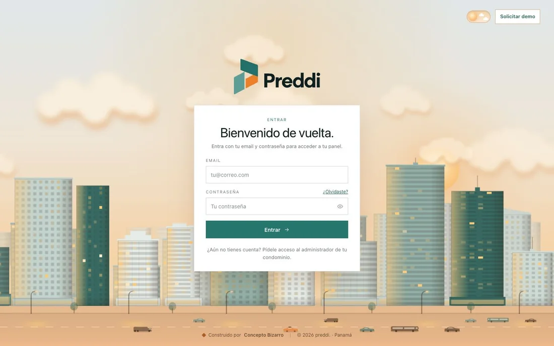 Captura de la página pública de Preddi